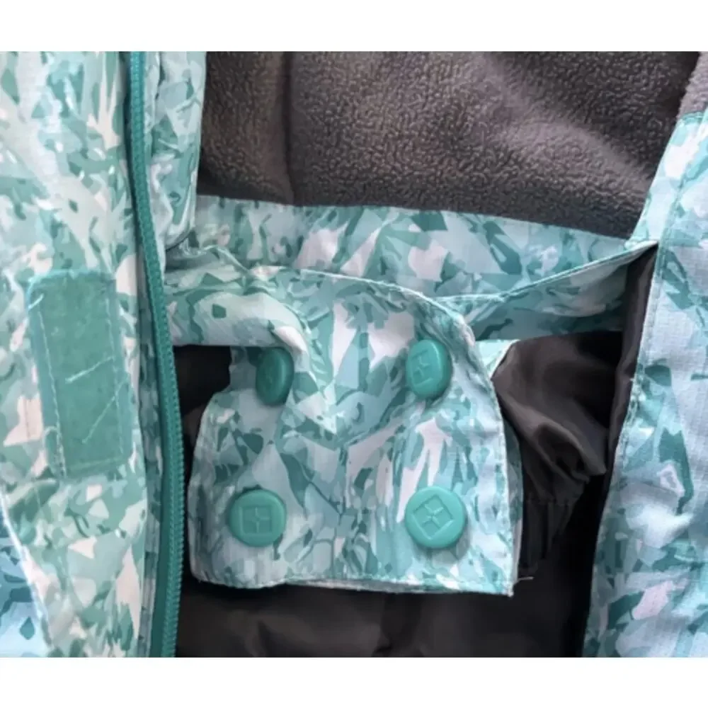 Mountain Warehouse Snow Womens 16 Hooded Jacket Teal White Print